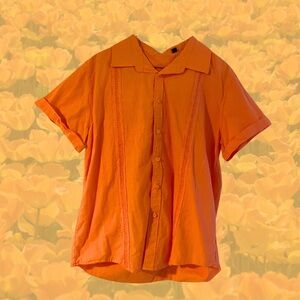 Men's Orange Casual Button Down Shirt